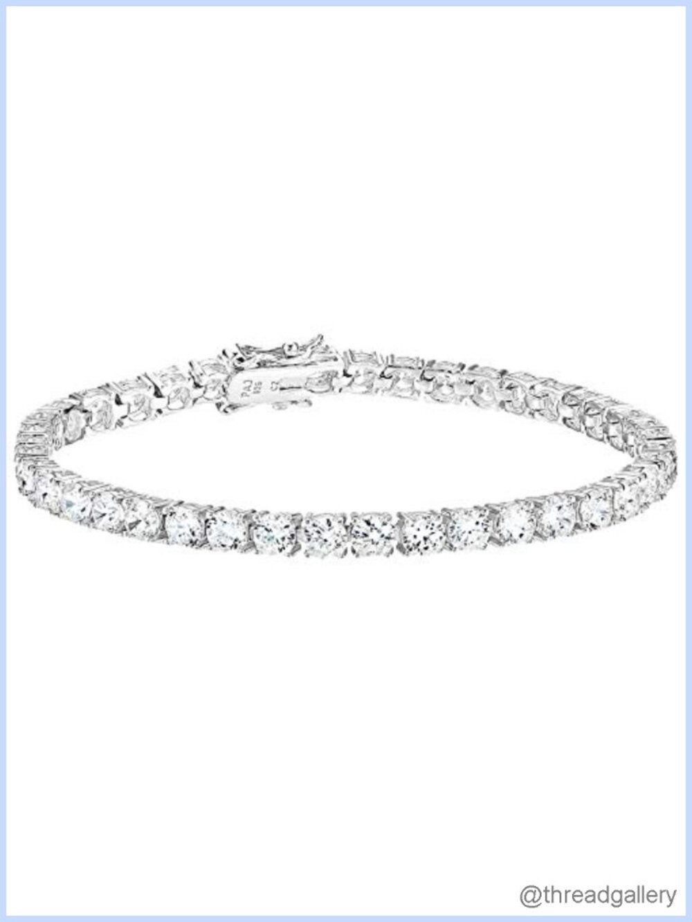 Sterling Silver Tennis Bracelet CZ Crystal 7in Box Clasp Safety Catch